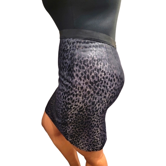 Ann Taylor Metallic Leapard Mini Pencil Skirt - Picture 3 of 14